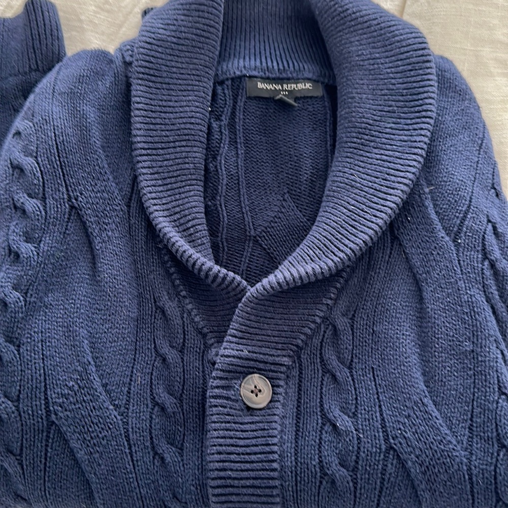 Banana Republic Cable-Knit Cardigan - Navy, S